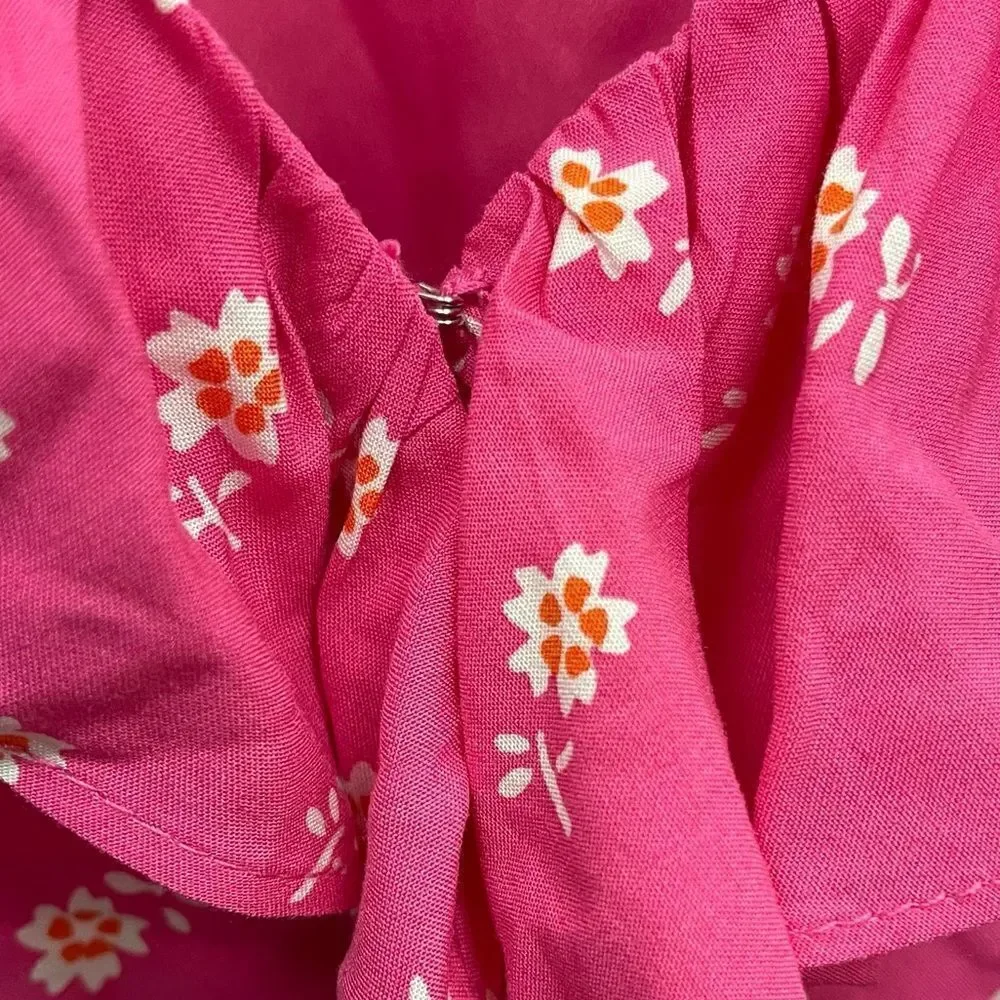 J. CREW  V-NECK RUFFLE DRESS IN TOSSED BOUQUET PRINT -00